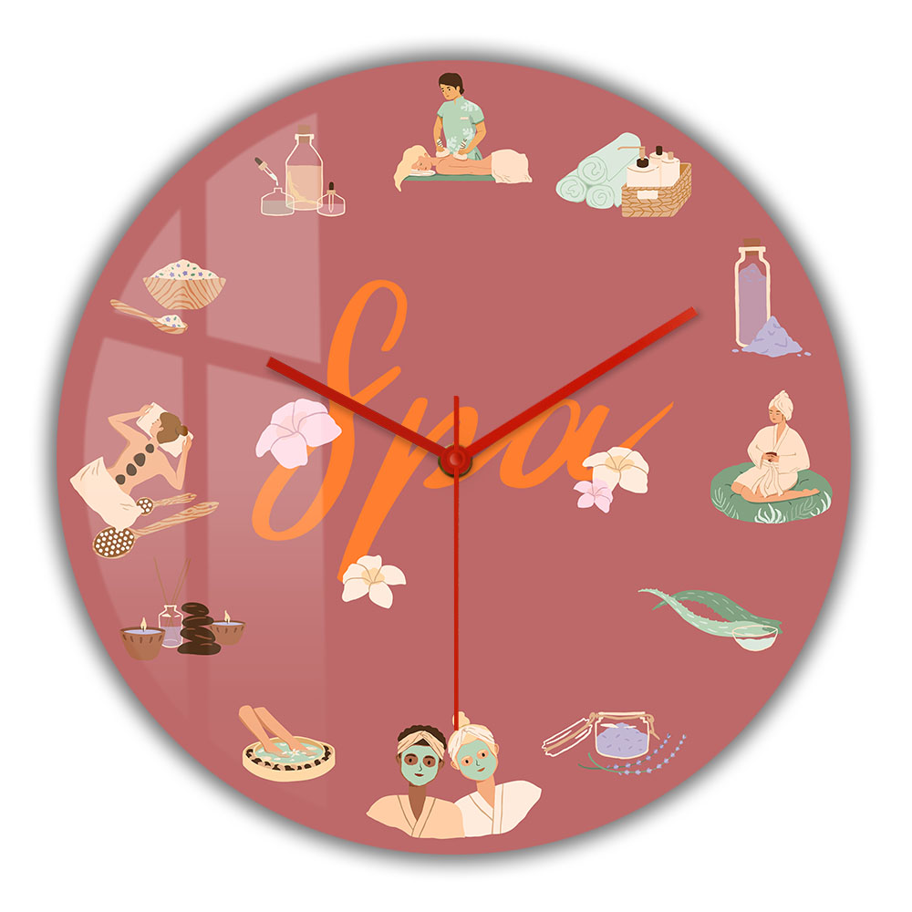 Spa And Wellness Center - Reloj de Pared Silencioso de Cuarzo